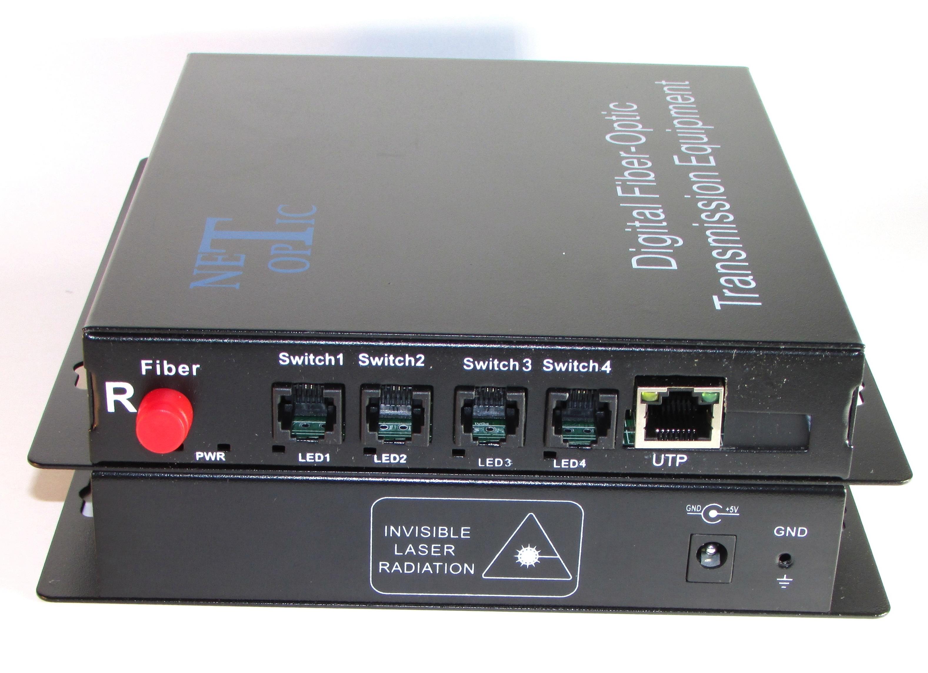 Преобразователь 4 телефонных линии и Ethernet по ВОЛС NO-Z4PE-20