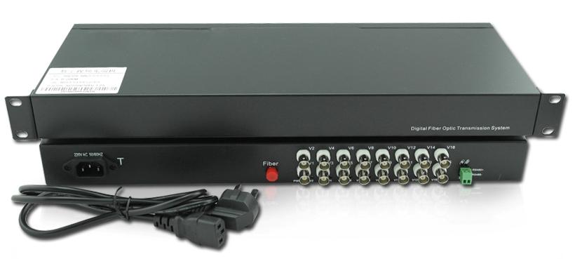 Передача 16 видеосигналов + 1 (одного) канала однонаправленного RS-485 по оптике NO-Z16V1D-20